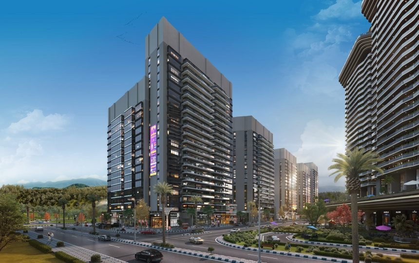 High-rise towers and mall